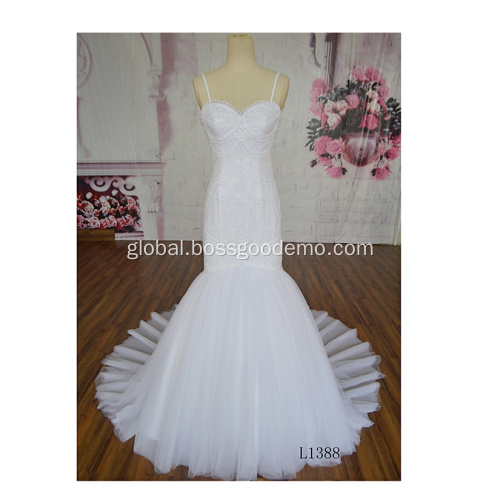 Ungrouped Cheap Price Pure Lace sleeveless mermaid Dress Wedding Dress Ball Gown Manufactory